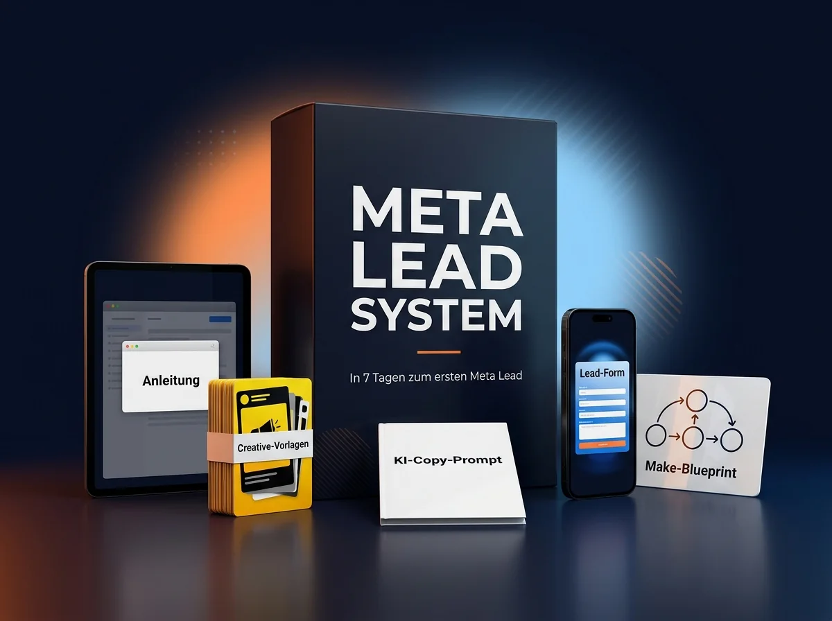Meta Lead System: Anleitung, Creative-Vorlagen, KI-Copy-Prompt, Lead-Form und Make-Blueprint